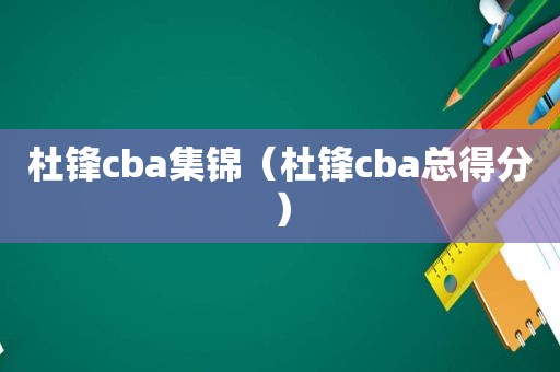 杜锋cba集锦（杜锋cba总得分）