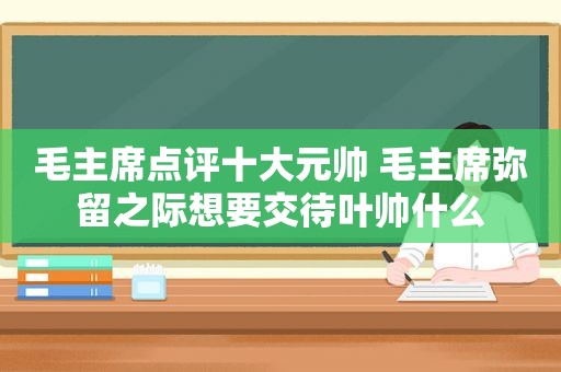 毛主席点评十大元帅 毛主席弥留之际想要交待叶帅什么