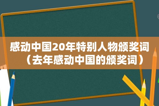 感动中国20年特别人物颁奖词（去年感动中国的颁奖词）