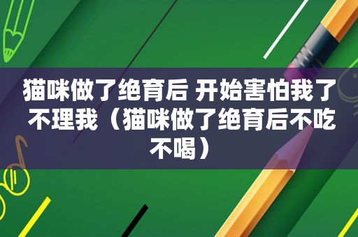 猫咪做了绝育后 开始害怕我了 不理我（猫咪做了绝育后不吃不喝）