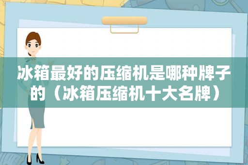 冰箱最好的压缩机是哪种牌子的（冰箱压缩机十大名牌）