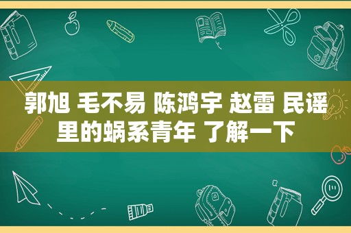 郭旭 毛不易 陈鸿宇 赵雷 民谣里的蜗系青年 了解一下