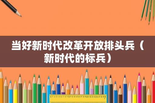 当好新时代改革开放排头兵（新时代的标兵）