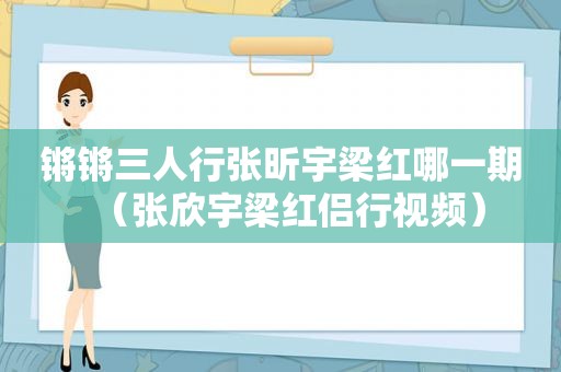 锵锵三人行张昕宇梁红哪一期（张欣宇梁红侣行视频）