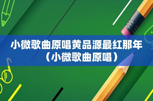 小微歌曲原唱黄品源最红那年（小微歌曲原唱）