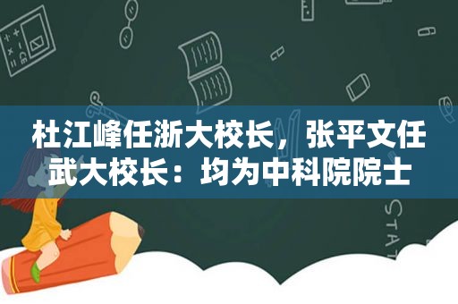 杜江峰任浙大校长，张平文任武大校长：均为中科院院士