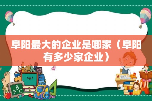 阜阳最大的企业是哪家（阜阳有多少家企业）