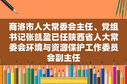 商洛市人大常委会主任、党组书记张凯盈已任陕西省人大常委会环境与资源保护工作委员会副主任