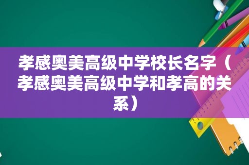 孝感奥美高级中学校长名字（孝感奥美高级中学和孝高的关系）