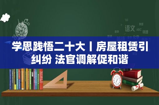 学思践悟二十大丨房屋租赁引纠纷 法官调解促和谐