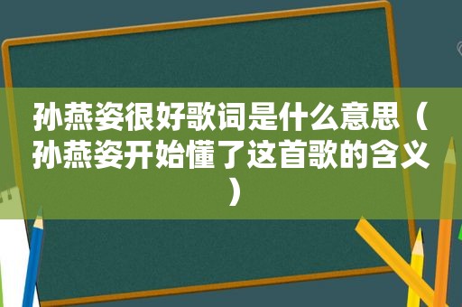 孙燕姿很好歌词是什么意思（孙燕姿开始懂了这首歌的含义）