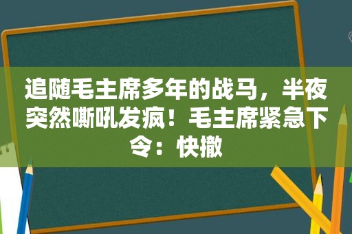 追随毛主席多年的战马，半夜突然嘶吼发疯！毛主席紧急下令：快撤