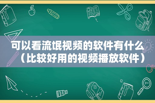 可以看流氓视频的软件有什么（比较好用的视频播放软件）