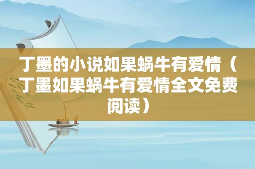 丁墨的小说如果蜗牛有爱情（丁墨如果蜗牛有爱情全文免费阅读）