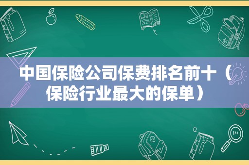 中国保险公司保费排名前十（保险行业最大的保单）