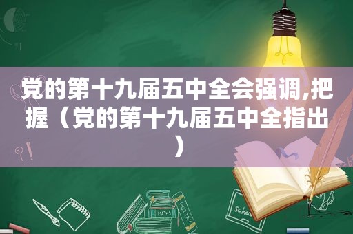 党的第十九届五中全会强调,把握（党的第十九届五中全指出）