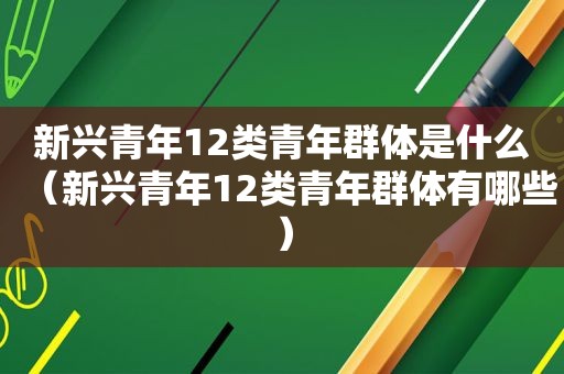 新兴青年12类青年群体是什么（新兴青年12类青年群体有哪些）