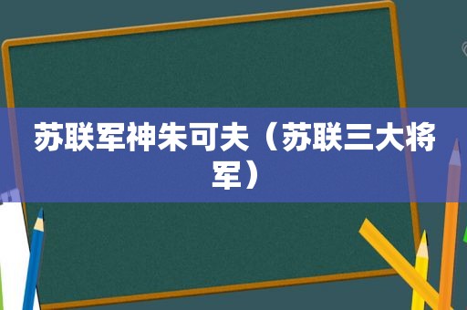 苏联军神朱可夫（苏联三大将军）