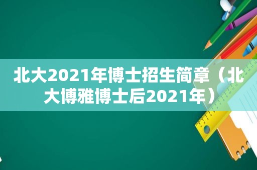 北大2021年博士招生简章（北大博雅博士后2021年）