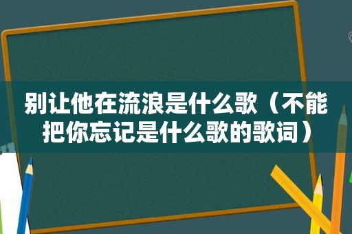 别让他在流浪是什么歌（不能把你忘记是什么歌的歌词）