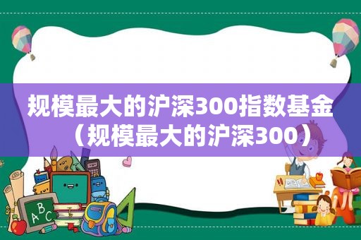 规模最大的沪深300指数基金（规模最大的沪深300）