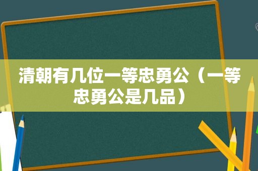 清朝有几位一等忠勇公（一等忠勇公是几品）