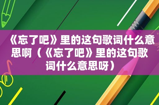 《忘了吧》里的这句歌词什么意思啊（《忘了吧》里的这句歌词什么意思呀）