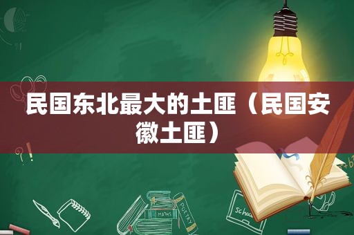 民国东北最大的土匪（民国安徽土匪）