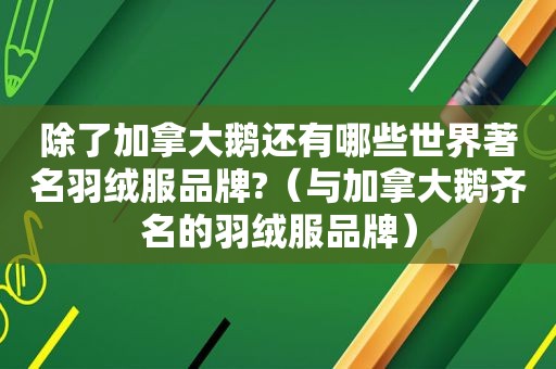 除了加拿大鹅还有哪些世界著名羽绒服品牌?（与加拿大鹅齐名的羽绒服品牌）