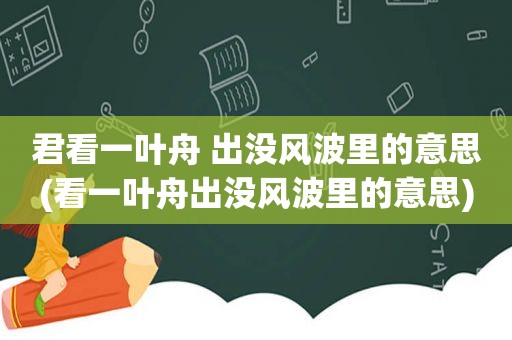 君看一叶舟 出没风波里的意思(看一叶舟出没风波里的意思)