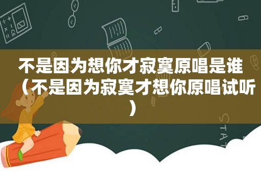 不是因为想你才寂寞原唱是谁（不是因为寂寞才想你原唱试听）