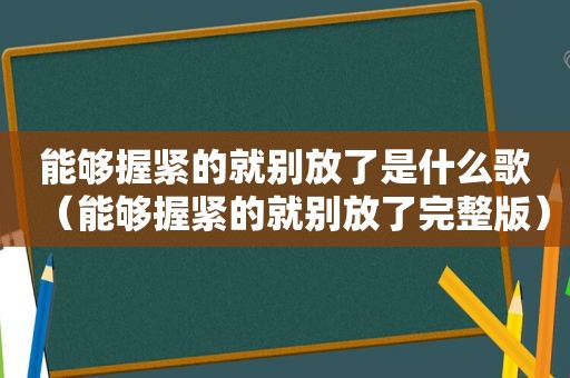 能够握紧的就别放了是什么歌（能够握紧的就别放了完整版）