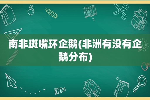 南非斑嘴环企鹅(非洲有没有企鹅分布)