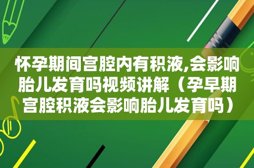 怀孕期间宫腔内有积液,会影响胎儿发育吗视频讲解（孕早期宫腔积液会影响胎儿发育吗）