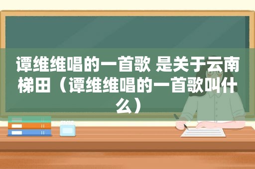 谭维维唱的一首歌 是关于云南梯田（谭维维唱的一首歌叫什么）