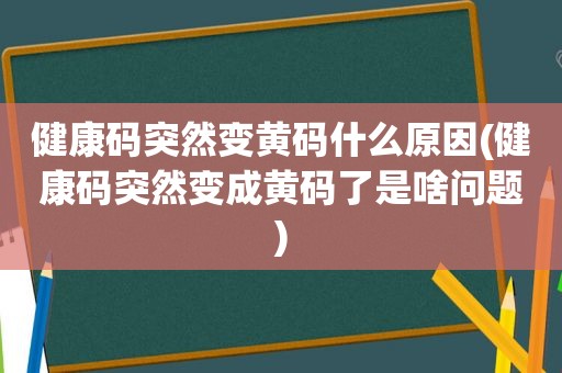 健康码突然变黄码什么原因(健康码突然变成黄码了是啥问题)