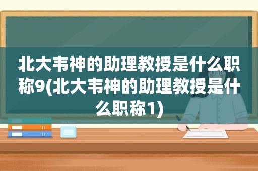 北大韦神的助理教授是什么职称9(北大韦神的助理教授是什么职称1)