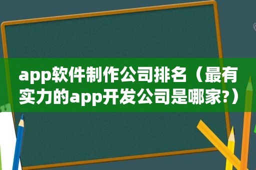 app软件制作公司排名（最有实力的app开发公司是哪家?）