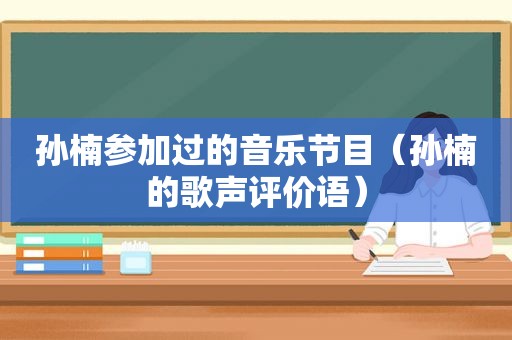 孙楠参加过的音乐节目（孙楠的歌声评价语）