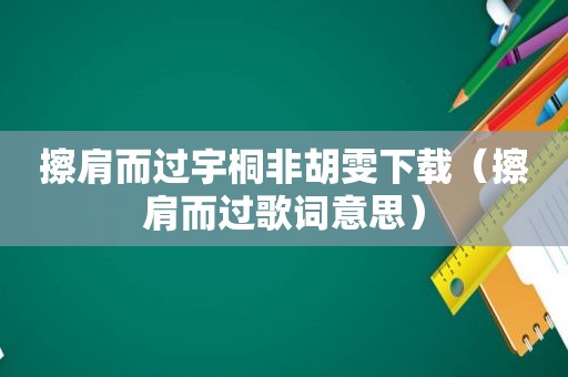 擦肩而过宇桐非胡雯下载（擦肩而过歌词意思）