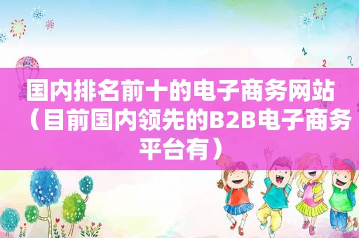 国内排名前十的电子商务网站（目前国内领先的B2B电子商务平台有）