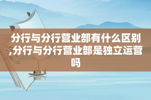 分行与分行营业部有什么区别,分行与分行营业部是独立运营吗