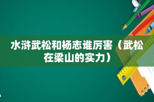 水浒武松和杨志谁厉害（武松在梁山的实力）