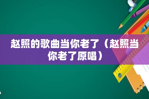 赵照的歌曲当你老了（赵照当你老了原唱）