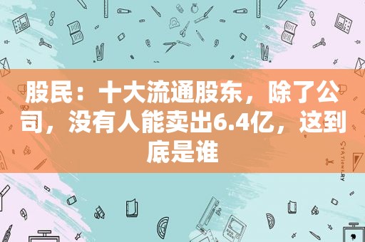 股民：十大流通股东，除了公司，没有人能卖出6.4亿，这到底是谁