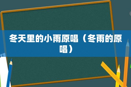 冬天里的小雨原唱（冬雨的原唱）