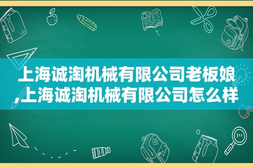 上海诚淘机械有限公司老板娘,上海诚淘机械有限公司怎么样