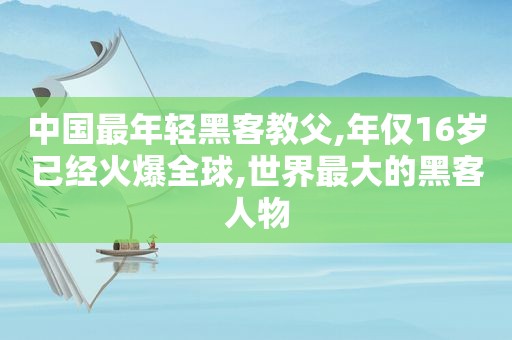 中国最年轻黑客教父,年仅16岁已经火爆全球,世界最大的黑客人物