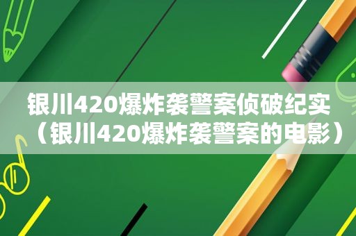 银川420爆炸袭警案侦破纪实（银川420爆炸袭警案的电影）