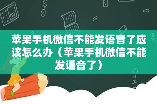 苹果手机微信不能发语音了应该怎么办（苹果手机微信不能发语音了）